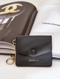 Pouzdro na karty se zlatým přívěskem, eko kůže, černé Iritinme