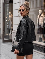 Dámská kožená bunda ve stylu Ramones, černá, FashionStreet TY5849