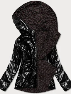 Černo/hnědá oboustranná dámská bunda (W588BIG)