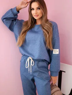 Komplet teplákové + kalhoty máslová látka denim melír