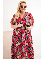 Dámské šaty Plus Size s květinovým vzorem a vázáním černá