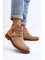 Dámské botky na plochém podpatku s pásky béžové Melviana