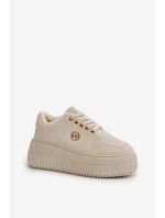 Sneakersy Sportovní Boty Dámské Zateplené Na Masivní Podešvi Béžové Verissha