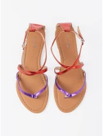 Komfortní fialové  sandály dámské bez podpatku