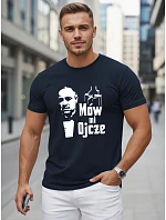 Pánské bavlněné tričko s klasickým potiskem tmavě modré FashionStreet NX5145R