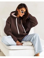 Hrubší dámská klokaní mikina v čokoládové barvě (82131) Hrubší dámská klokaní mikina v čokoládové barvě (82131)