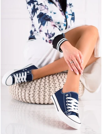 Komfortní dámské tenisky modré bez podpatku Komfortní dámské tenisky modré bez podpatku