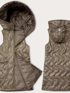 Dámská vesta ve velbloudí barvě s ozdobným prošíváním S'West (B8348-12)