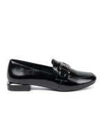 Komfortní  mokasíny černé dámské na širokém podpatku