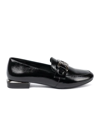 Komfortní  mokasíny černé dámské na širokém podpatku