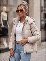 Dámská kožená přechodná bunda COLLAR beige FashionStreet TY3763 Dámská kožená přechodná bunda COLLAR beige FashionStreet TY3763
