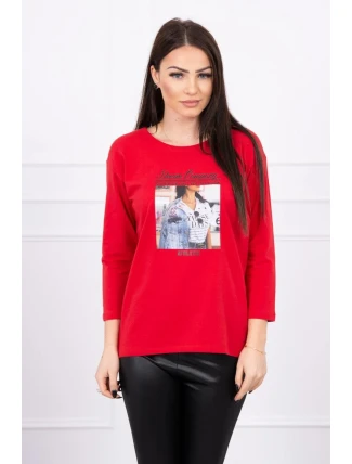 Halenka s kolážovým potiskem červená Halenka s kolážovým potiskem červená