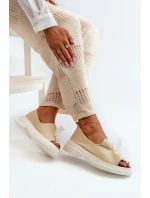 Zazoo 2939 Kožené Dámské Sandály S Mašlí Světle Béžové Zazoo 2939 Kožené Dámské Sandály S Mašlí Světle Béžové