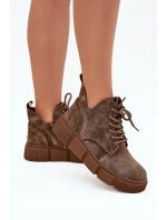 Semišové nízké dámské kotníky na platformě Big Star SS274594 béžové Semišové nízké dámské kotníky na platformě Big Star SS274594 béžové