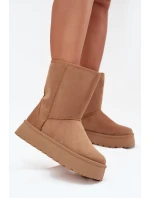 Dámské zateplené sněhule Abrams s kožíškem – camel