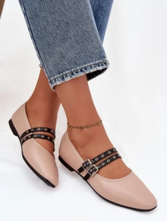 Dámské baleríny s pásky Deliora – béžové