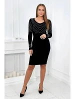 Pletené šaty 9645 se stříbrným vzorem černé - Kesi Pletené šaty 9645 se stříbrným vzorem černé - Kesi