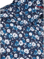 Pánská vzorovaná košile s dlouhým rukávem tmavě modrá FashionStreet DX2671