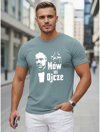 Pánské klasické bavlněné tričko s potiskem petrol FashionStreet NX5145R Pánské klasické bavlněné tričko s potiskem petrol FashionStreet NX5145R