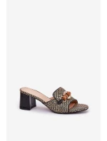 Dámské Pantofle Na Podpatku S Dekorací Černé Ovittole