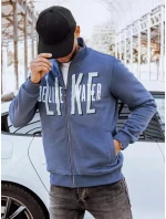 Pánská indigová mikina na zip s potiskem FashionStreet BX5411