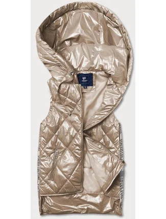 Lesklá béžová dámská vesta (AG3-02) Lesklá béžová dámská vesta (AG3-02)