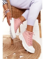 Dámské Vysoké Tenisky Na Velké Podrážce Růžové Trissy