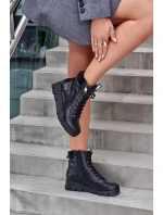 Lehké Zateplené Dámské Boty Na Platformě A Klínu Černé Savindria