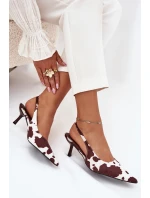 Lodičky Na Jehlách S Otevřenou Patou V Puntíku Hnědo-Bílé Talira