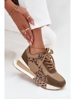 Dámské kožené tenisky na platformě s leopardím vzorem Artiker  – hnědé