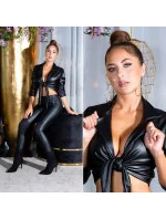 Sexy oříznutá halenka Kunstleder T2880 černá - Koucla Sexy oříznutá halenka Kunstleder T2880 černá - Koucla