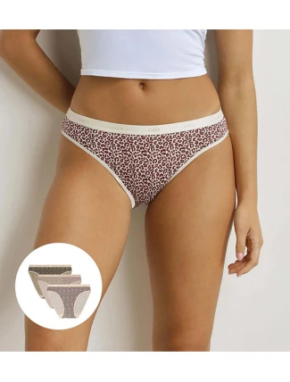 Dámské bavlněné kalhotky 3 ks DIM LES POCKETS COTTON SLIP 3x - DIM - světle hnědá Dámské bavlněné kalhotky 3 ks DIM LES POCKETS COTTON SLIP 3x - DIM - světle hnědá