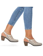 Kožené sandály na podpatku Rieker W RKR49B beige