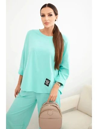 Komplet bavlněný mikina + kalhoty tmavě mátová Komplet bavlněný mikina + kalhoty tmavě mátová