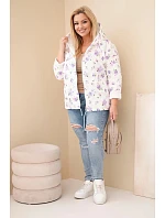 Dámská jarní bunda Plus Size s drobným květinovým vzorem růžová