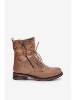 Dámské boty pracovní zateplené na zip tmavě béžové Liletta