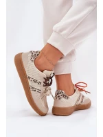 Dámské Tenisky S Dvojitým Šněrováním Leopardí Béžové Ollabes