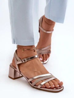 Dámské sandály na nízkém podpatku vyrobené z eko kůže Sergio Leone SK046 růžové zlato