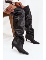 Dámské kozačky na jehlovém podpatku Ysolienne – černé