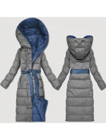 Světle modro-šedá oboustranná zimní bunda s páskem Minority (M2-6519-30+61)