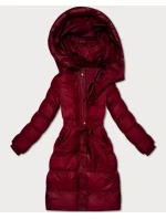 Prošívaná zimní bunda ve vínové bordó barvě s páskem J Style (5M3253-1) Prošívaná zimní bunda ve vínové bordó barvě s páskem J Style (5M3253-1)