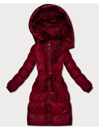 Prošívaná zimní bunda ve vínové bordó barvě s páskem J Style (5M3253-1) Prošívaná zimní bunda ve vínové bordó barvě s páskem J Style (5M3253-1)