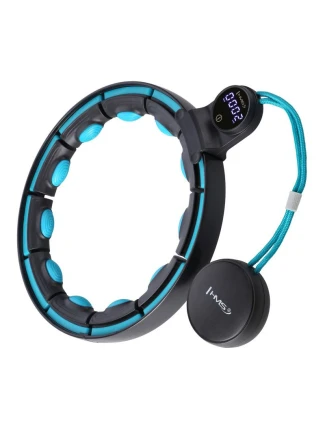 HHM17 HULA HOP ČERNÁ/TYRKYSOVÁ S MAGNETY A ZÁVAŽÍM + POČÍTADLO HMS