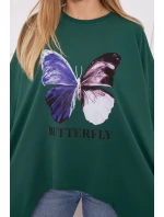 Oversize halenka s potiskem tmavě zelená Oversize halenka s potiskem tmavě zelená