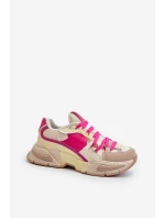Dámská módní šněrovací sportovní obuv Béžovo-růžová Chillout!