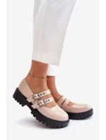 Dámské Lakované Polobotky S Pásky Béžové Terione