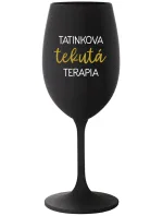 TATINKOVA TEKUTÁ TERAPIA - čierny pohár na víno 350 ml