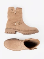 Výborné Karmelowy dámské  kotníčkové boty na plochém podpatku