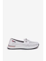 Kožené dámské polobotky na platformě bílé Violeth