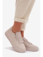 Kožené dámské polobotky s zipem béžové Althea